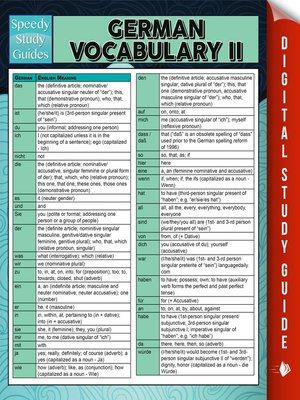 cover image of German Vocabulary II